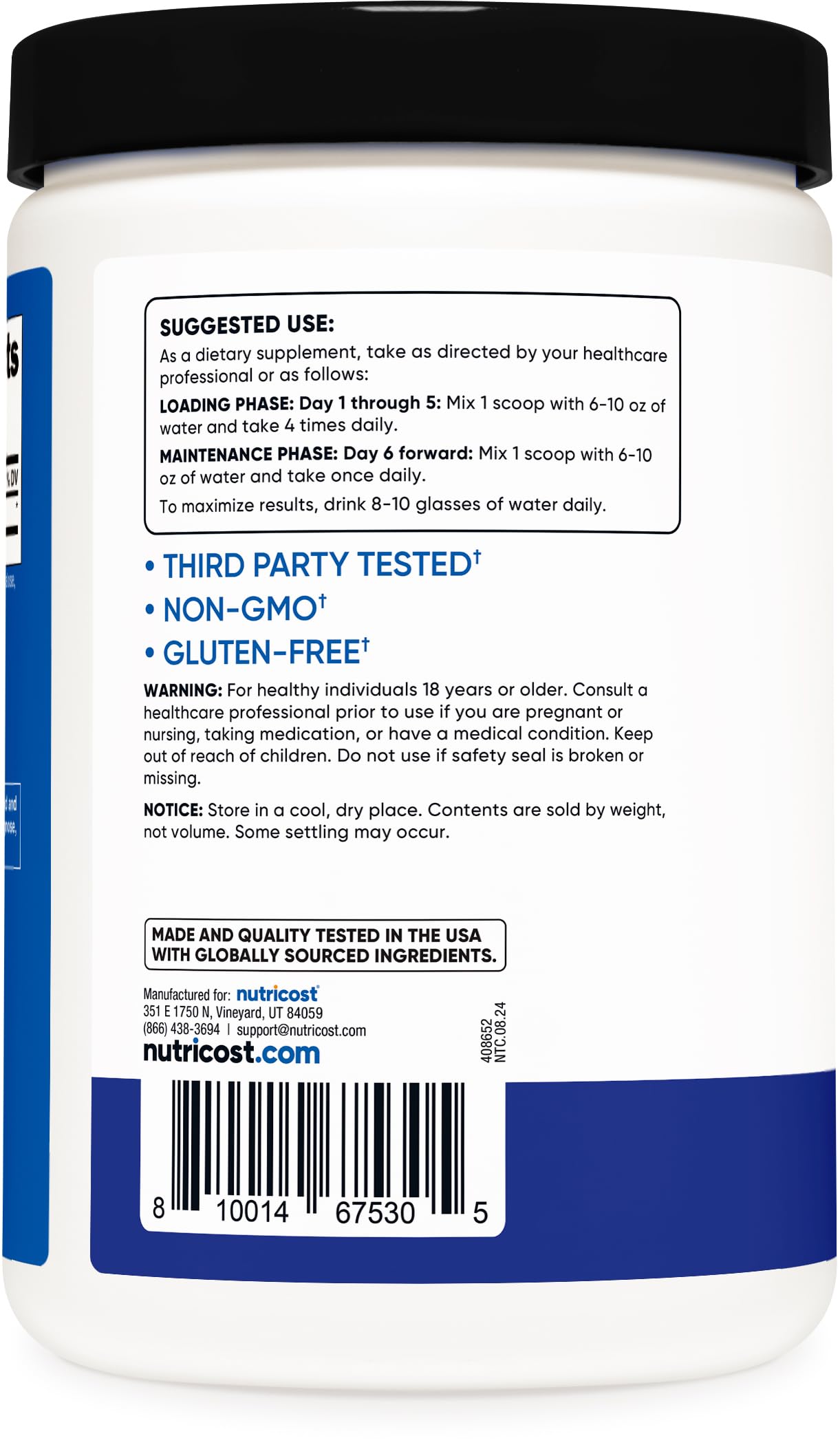 Nutricost Creatine Monohydrate Micronized Powder 500G, 5000mg Per Serv (5g) - Micronized Creatine Monohydrate, 100 Servings, 17.9 Oz