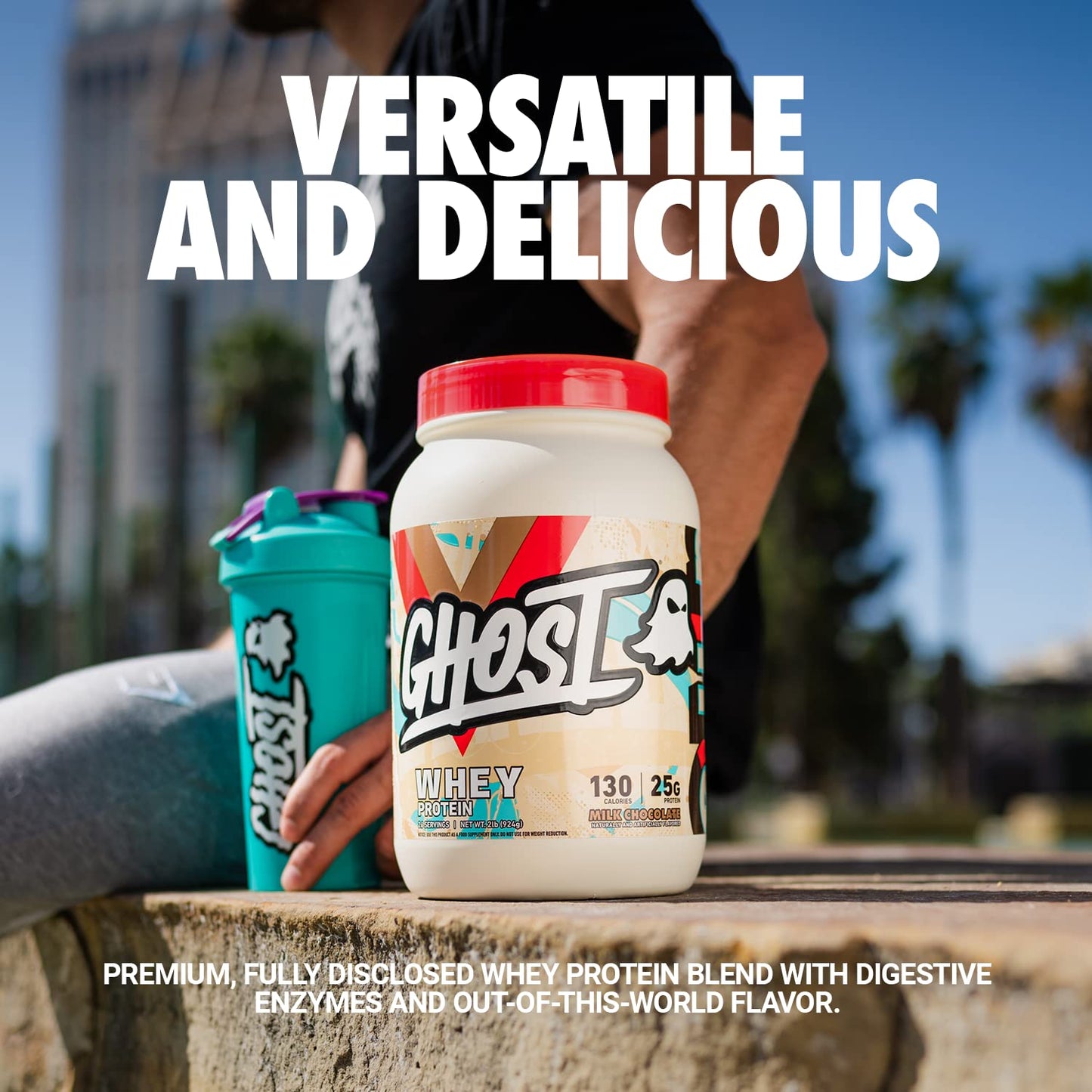 GHOST Whey Protein Powder, Oreo - 2LB Tub, 25G of Protein - Cookies & Cream Flavored Isolate, Concentrate & Hydrolyzed Whey Protein Blend - Post Workout Shakes