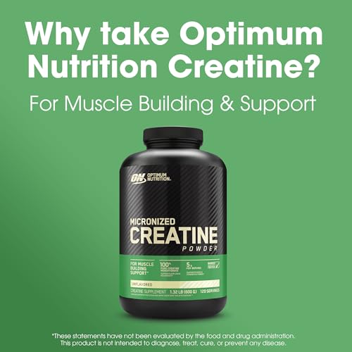 Optimum Nutrition Micronized Creatine Monohydrate Powder, Unflavored, Keto Friendly, 60 Servings (Packaging May Vary)