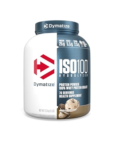 Dymatize ISO100 Hydrolyzed Protein Powder, 100% Whey Isolate, 25g of Protein, 5.5g BCAAs, Gluten Free, Fast Absorbing, Easy Digesting, Gourmet Vanilla, 20 Servings