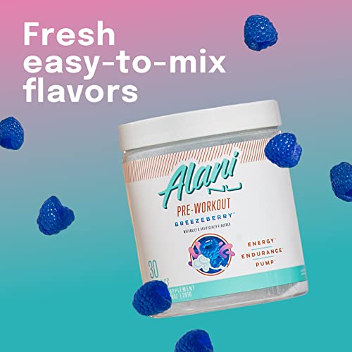 Alani Nu Pre Workout Powder | Amino Energy Boost | Endurance Supplement | Sugar Free | 200mg Caffeine | L-Theanine, Beta-Alanine, Citrulline | 30 Servings (Breezeberry)