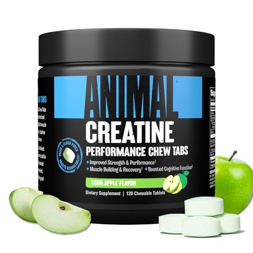 Animal Creatine Chews Tablets - Enhanced Creatine Monohydrate with AstraGin to Improve Absorption, Sea Salt for Added Pumps, Delicious and Convenient Chewable Tablets - Lemon Ice