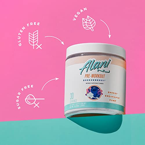 Alani Nu Pre Workout Powder | Amino Energy Boost | Endurance Supplement | Sugar Free | 200mg Caffeine | L-Theanine, Beta-Alanine, Citrulline | 30 Servings (Breezeberry)