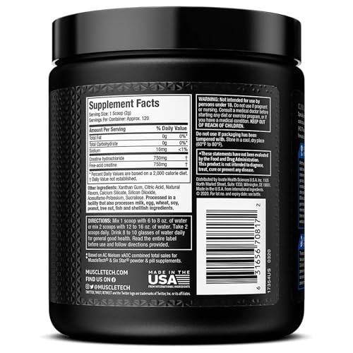 Creatine Monohydrate Powder MuscleTech Platinum Pure Micronized Muscle Recovery + Builder for Men & Women Workout Supplements Unflavored (80 Servings)