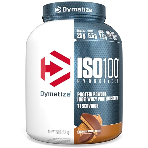 Dymatize ISO100 Hydrolyzed Protein Powder, 100% Whey Isolate, 25g of Protein, 5.5g BCAAs, Gluten Free, Fast Absorbing, Easy Digesting, Gourmet Vanilla, 20 Servings