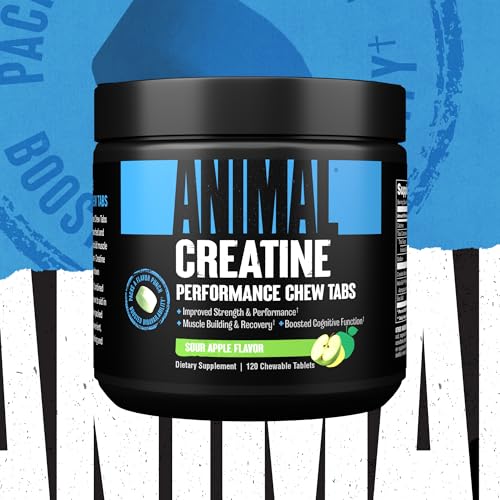 Animal Creatine Chews Tablets - Enhanced Creatine Monohydrate with AstraGin to Improve Absorption, Sea Salt for Added Pumps, Delicious and Convenient Chewable Tablets - Lemon Ice