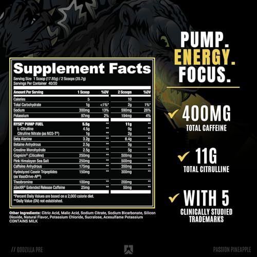 RYSE Up Supplements Noel Deyzel Pre Workout | Intense Pumps, Energy, & Focus | Citrulline & Beta Alanine | 400mg Total Caffeine | 40 Servings (Monsterberry Lime)