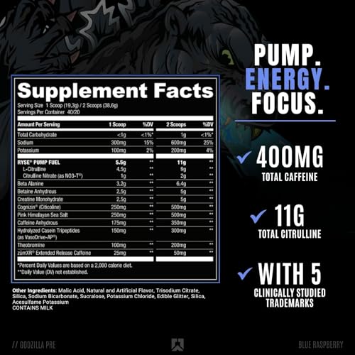 RYSE Up Supplements Noel Deyzel Pre Workout | Intense Pumps, Energy, & Focus | Citrulline & Beta Alanine | 400mg Total Caffeine | 40 Servings (Monsterberry Lime)