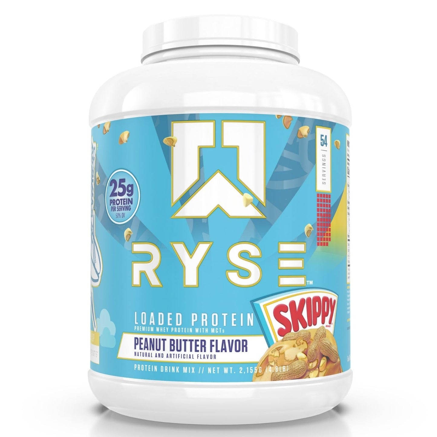 Ryse Loaded Protein Powder | 25g Whey Protein Isolate & Concentrate | with Prebiotic Fiber & MCTs | Low Carbs & Low Sugar | 27 Servings (Peanut Butter Cup)