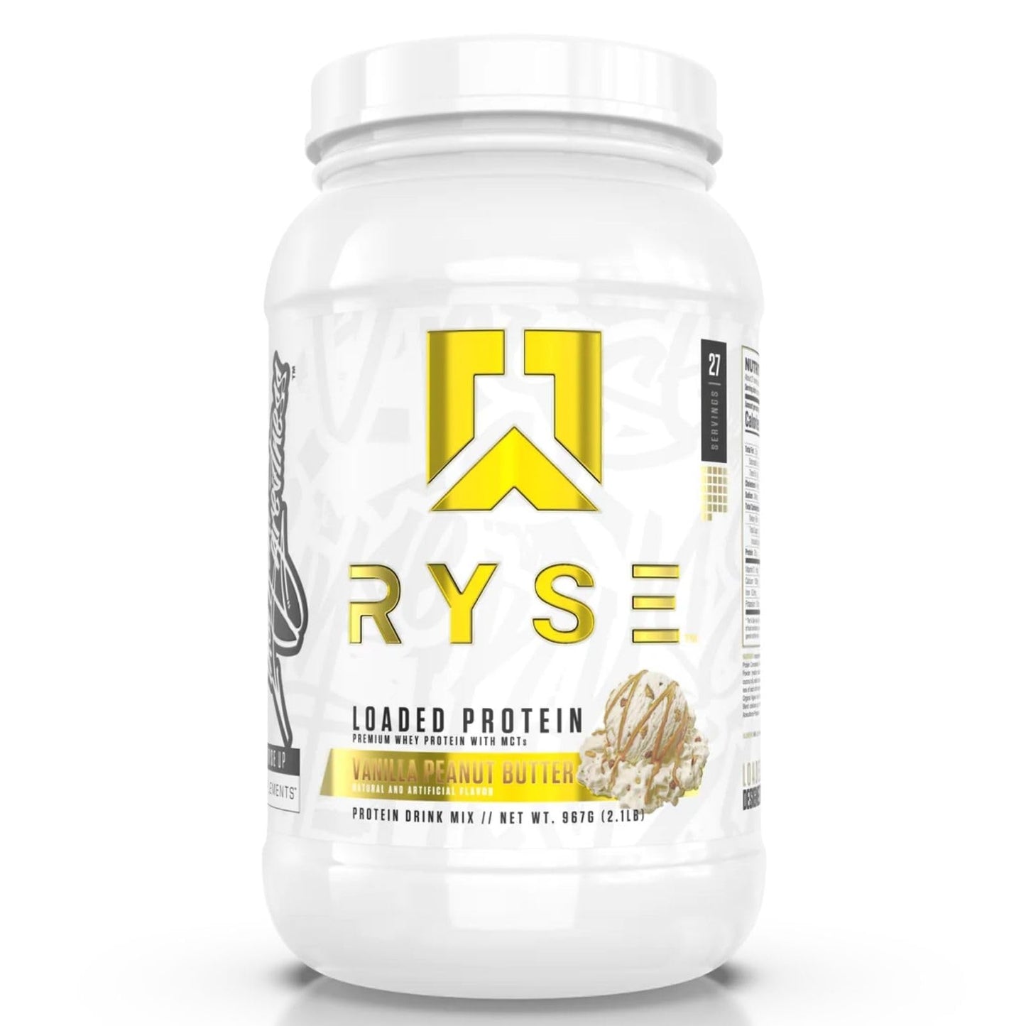 Ryse Loaded Protein Powder | 25g Whey Protein Isolate & Concentrate | with Prebiotic Fiber & MCTs | Low Carbs & Low Sugar | 27 Servings (Peanut Butter Cup)