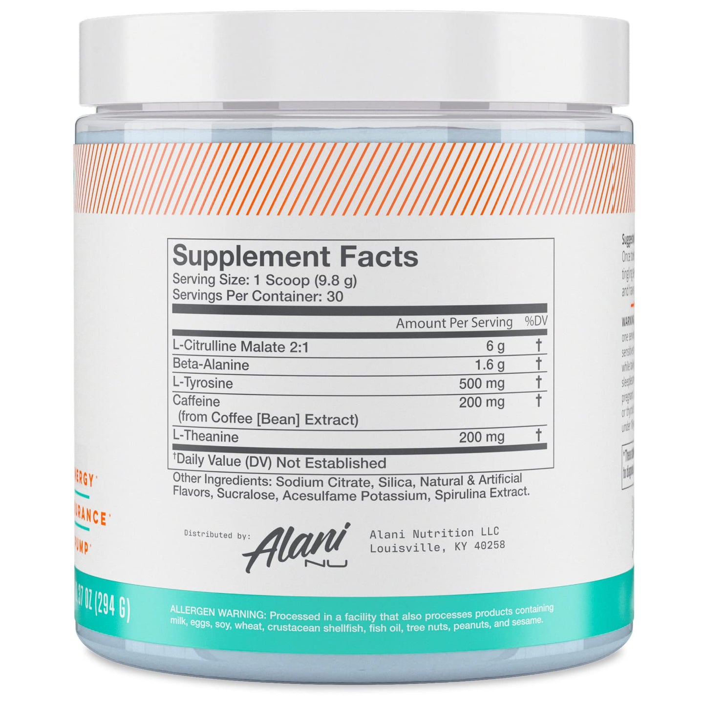 Alani Nu Pre Workout Powder | Amino Energy Boost | Endurance Supplement | Sugar Free | 200mg Caffeine | L-Theanine, Beta-Alanine, Citrulline | 30 Servings (Breezeberry)