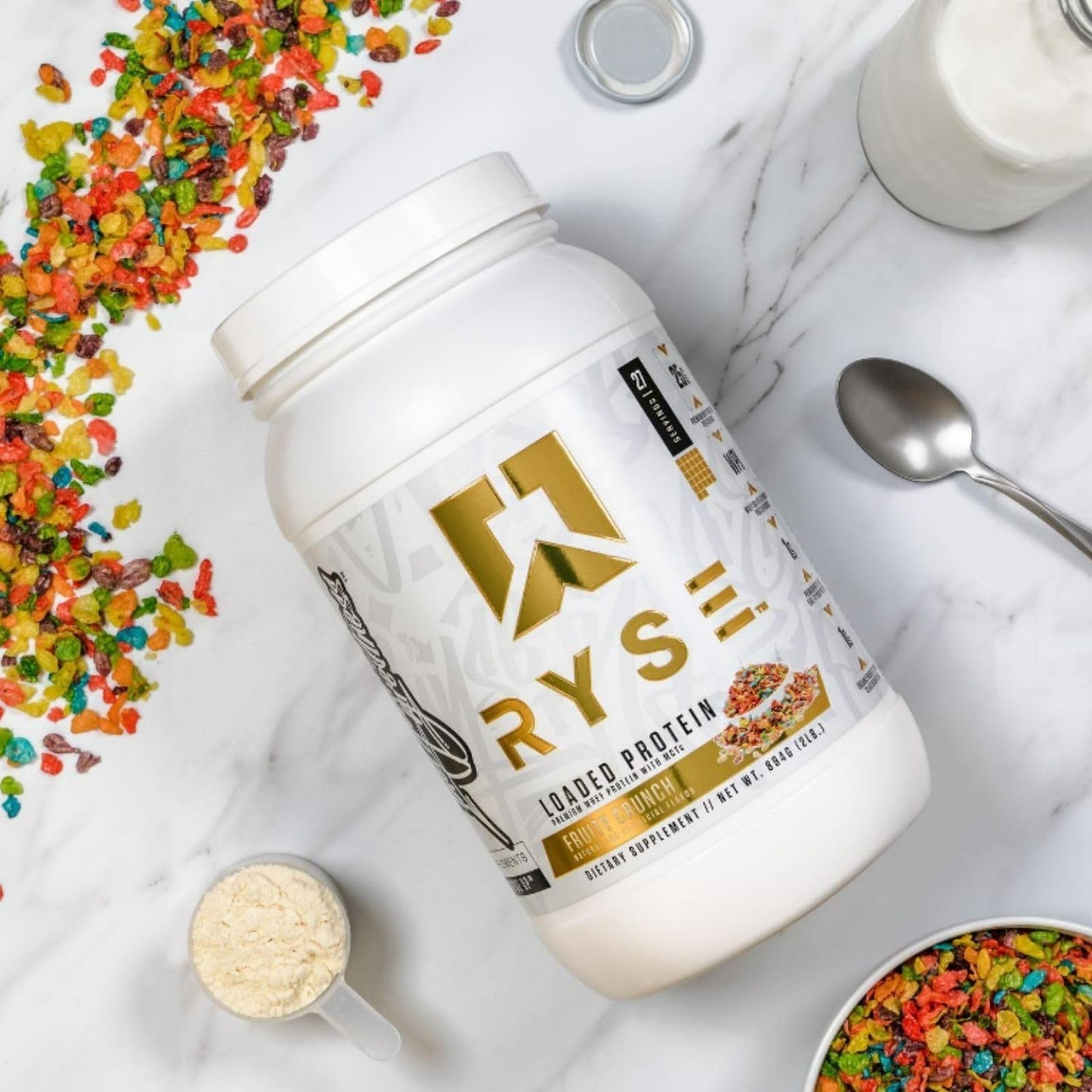 Ryse Loaded Protein Powder | 25g Whey Protein Isolate & Concentrate | with Prebiotic Fiber & MCTs | Low Carbs & Low Sugar | 27 Servings (Peanut Butter Cup)