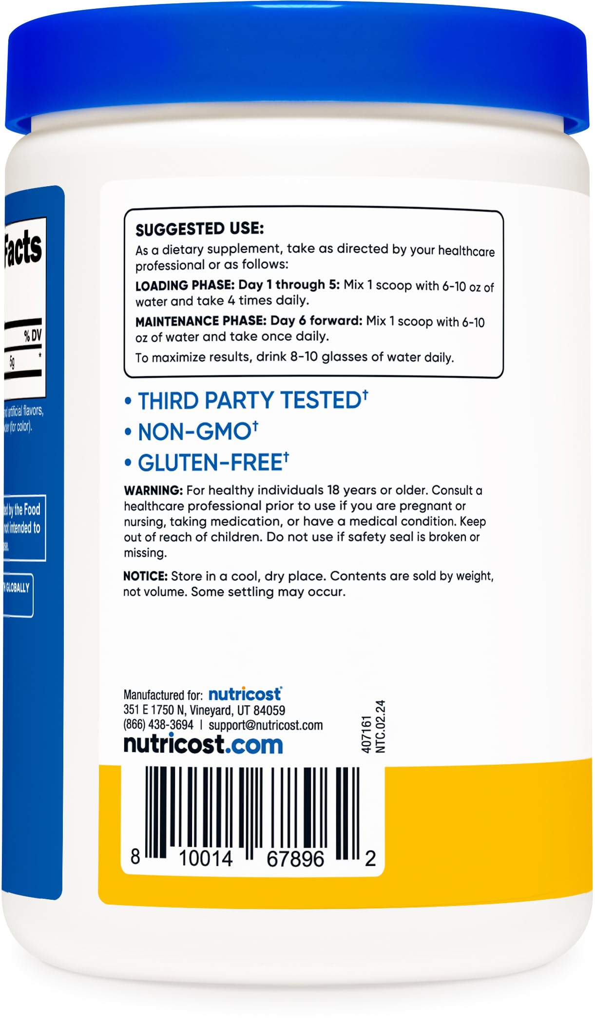 Nutricost Creatine Monohydrate Micronized Powder 500G, 5000mg Per Serv (5g) - Micronized Creatine Monohydrate, 100 Servings, 17.9 Oz