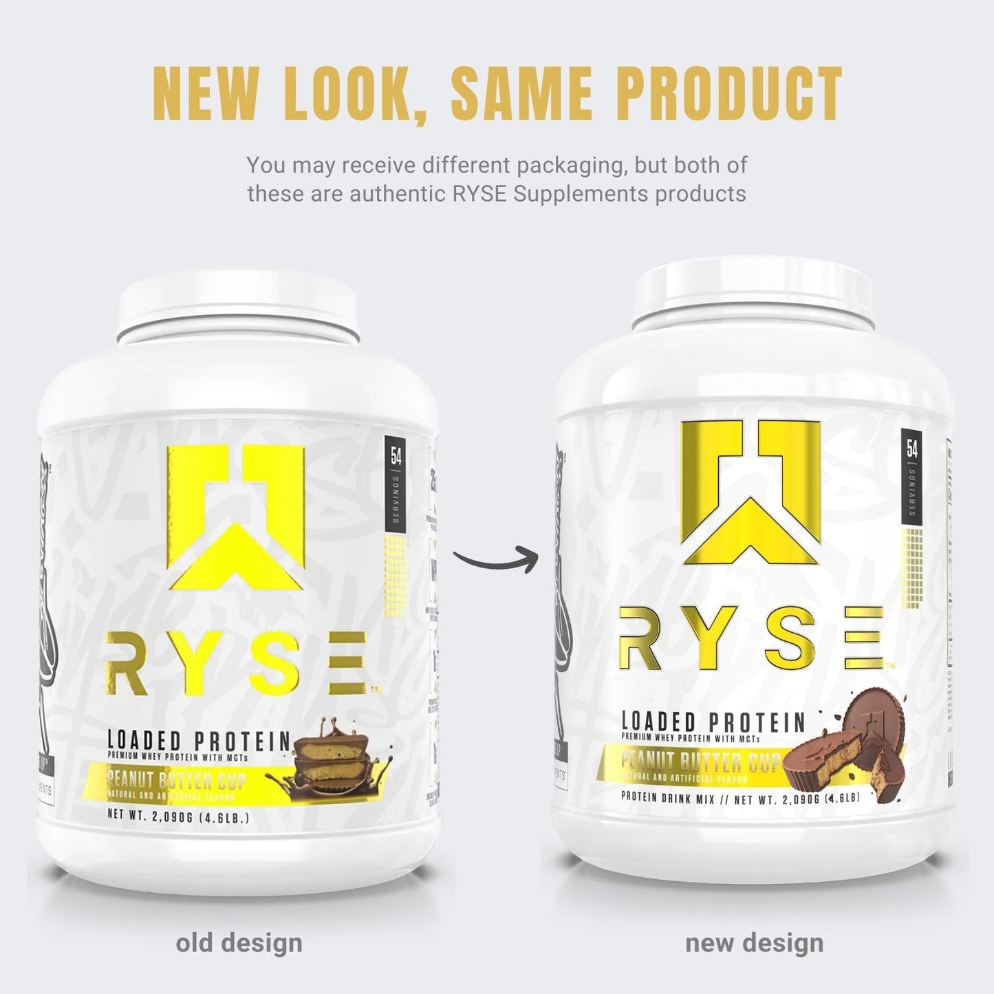 Ryse Loaded Protein Powder | 25g Whey Protein Isolate & Concentrate | with Prebiotic Fiber & MCTs | Low Carbs & Low Sugar | 27 Servings (Peanut Butter Cup)