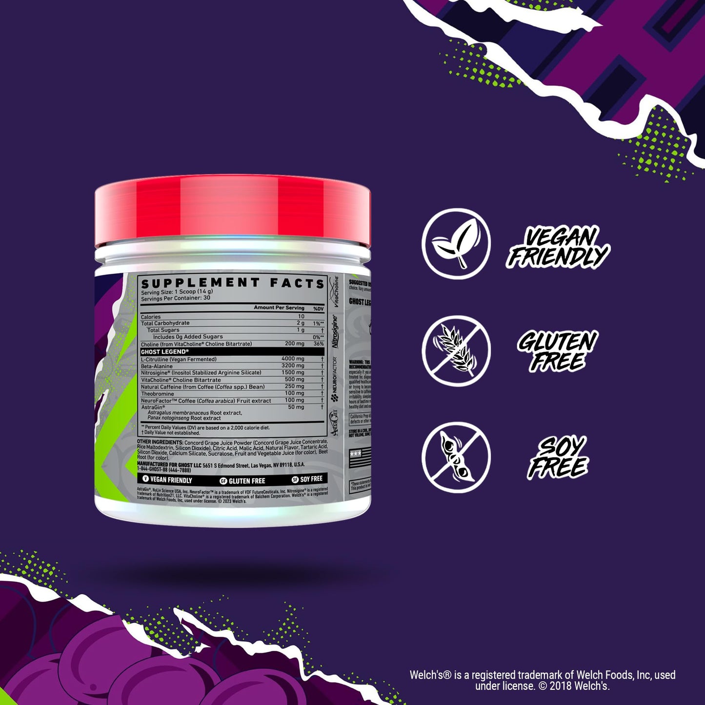 GHOST Legend V3 Pre-Workout Powder, Lemon Crush - 30 Servings – Pre-Workout for Men & Women with Caffeine, L-Citrulline, & Beta Alanine for Energy & Focus - Free of Soy, Sugar & Gluten, Vegan