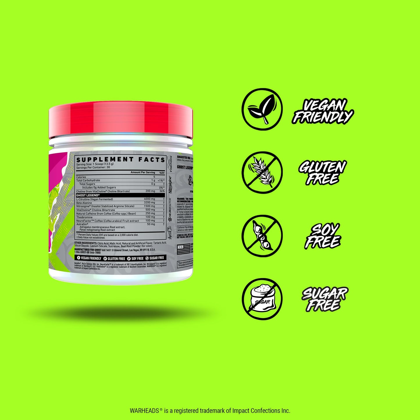 GHOST Legend V3 Pre-Workout Powder, Lemon Crush - 30 Servings – Pre-Workout for Men & Women with Caffeine, L-Citrulline, & Beta Alanine for Energy & Focus - Free of Soy, Sugar & Gluten, Vegan