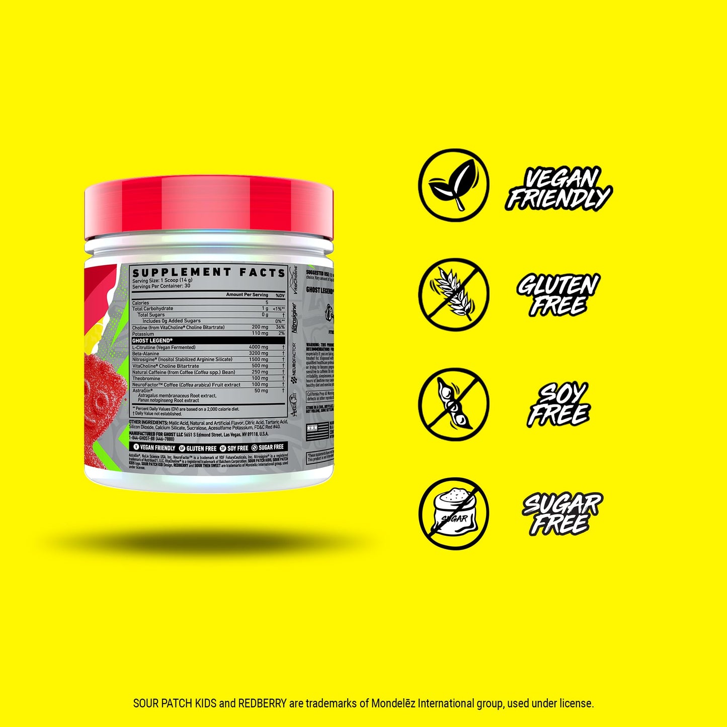 GHOST Legend V3 Pre-Workout Powder, Lemon Crush - 30 Servings – Pre-Workout for Men & Women with Caffeine, L-Citrulline, & Beta Alanine for Energy & Focus - Free of Soy, Sugar & Gluten, Vegan