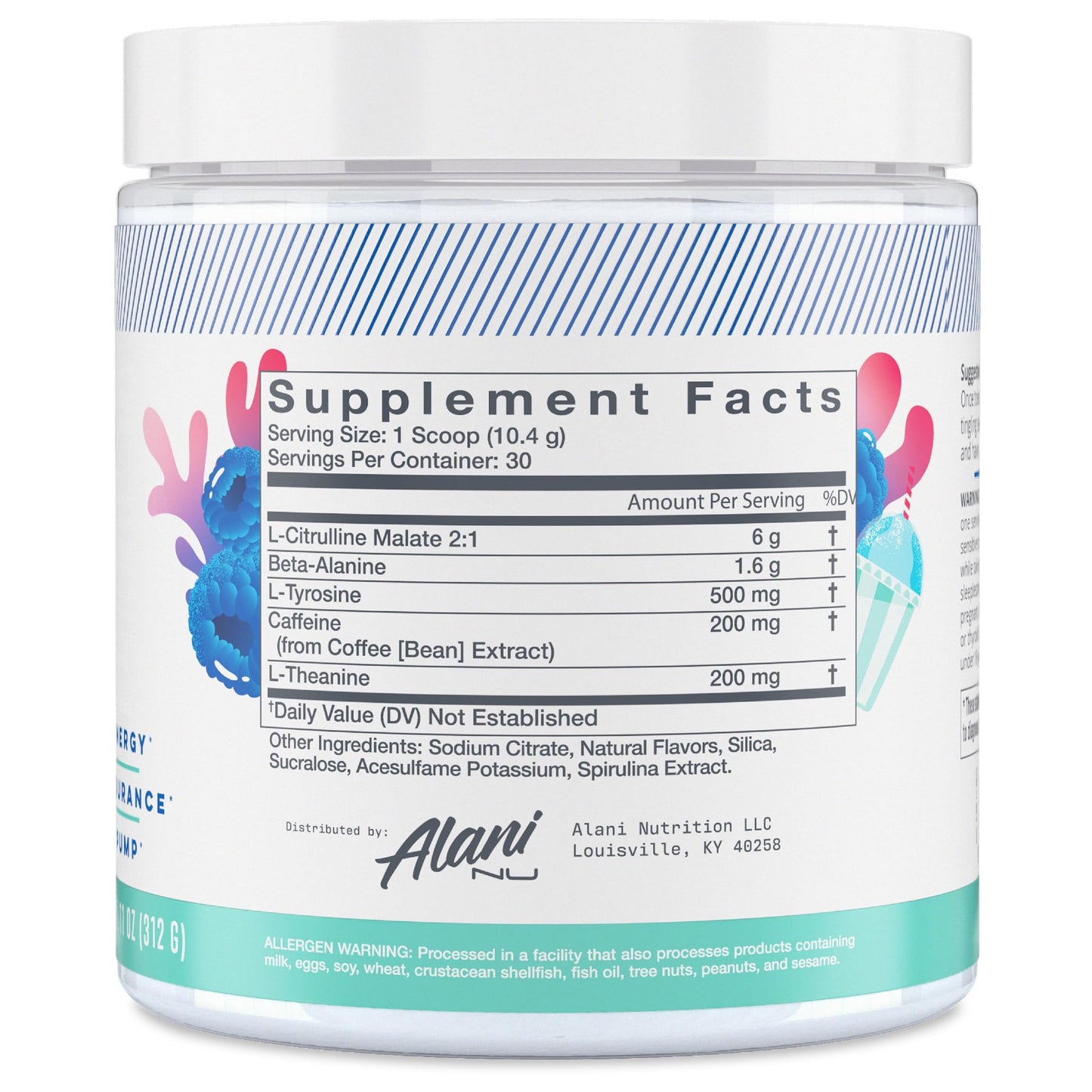 Alani Nu Pre Workout Powder | Amino Energy Boost | Endurance Supplement | Sugar Free | 200mg Caffeine | L-Theanine, Beta-Alanine, Citrulline | 30 Servings (Breezeberry)