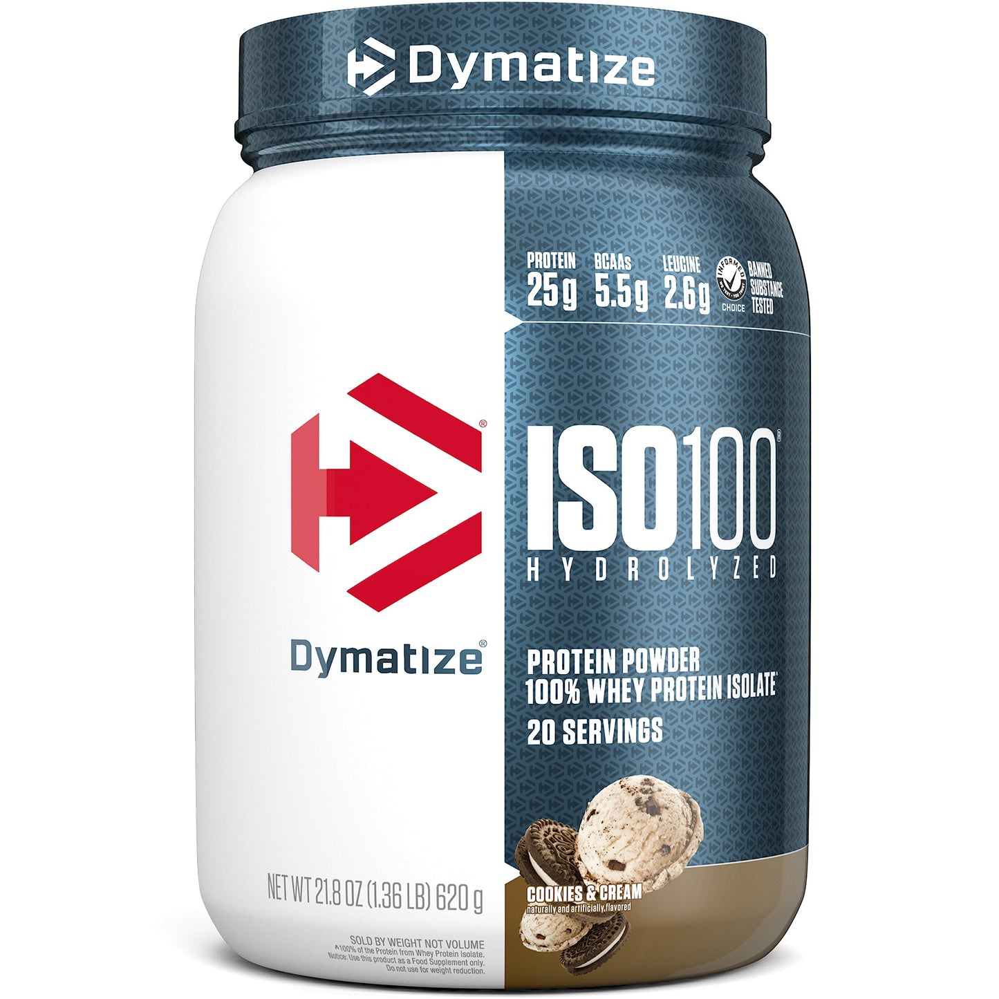 Dymatize ISO100 Hydrolyzed Protein Powder, 100% Whey Isolate, 25g of Protein, 5.5g BCAAs, Gluten Free, Fast Absorbing, Easy Digesting, Gourmet Vanilla, 20 Servings