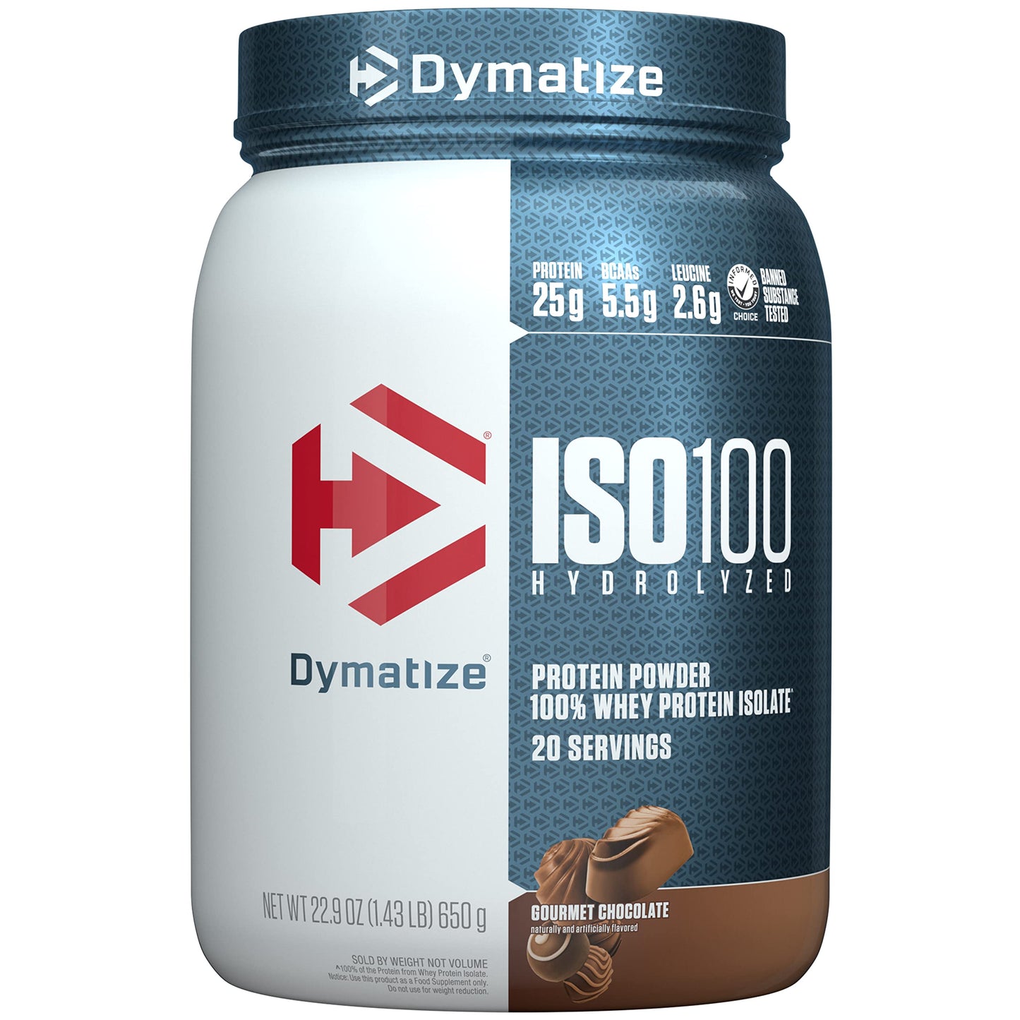 Dymatize ISO100 Hydrolyzed Protein Powder, 100% Whey Isolate, 25g of Protein, 5.5g BCAAs, Gluten Free, Fast Absorbing, Easy Digesting, Gourmet Vanilla, 20 Servings