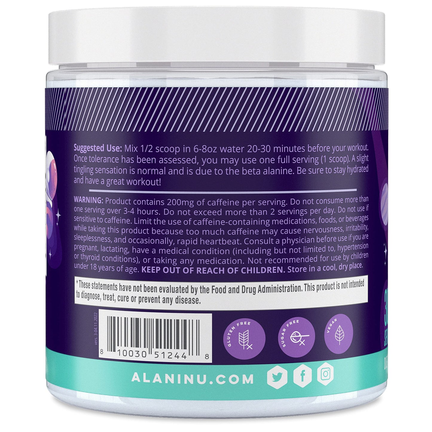 Alani Nu Pre Workout Powder | Amino Energy Boost | Endurance Supplement | Sugar Free | 200mg Caffeine | L-Theanine, Beta-Alanine, Citrulline | 30 Servings (Breezeberry)